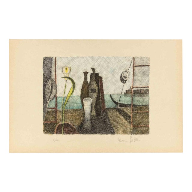 Alcione Gubellini, View of Venice, Etching, Mid-20th Century For Sale