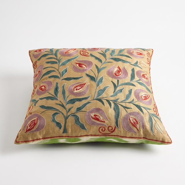 2020s Contemporary Outpost Original Mauve Embroidered Suzani Pillow For Sale - Image 5 of 6