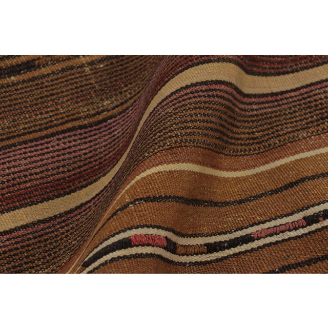 Textile Vintage Persian Kilim, Tribal Gallery Runner in Rich Brown Stripes - Rug & Kilim For Sale - Image 7 of 8