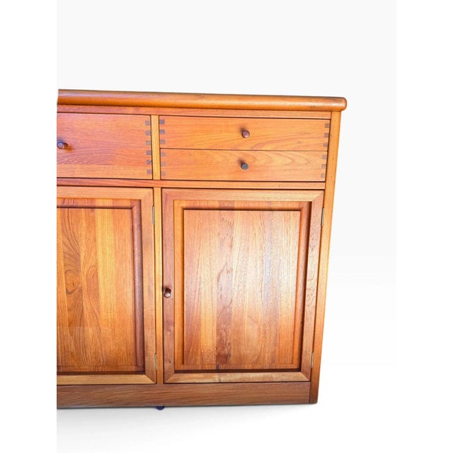 Mid 20th Century Mid-Century Danish Solid Teak Sideboard Credenza Attributed to Nissen & Gehl For Sale - Image 5 of 17