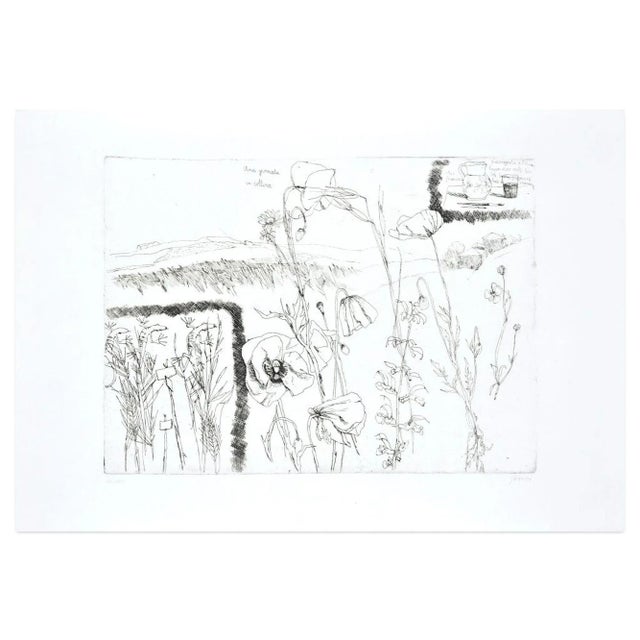 Image dimensions: 25.4 x 34.7 cm. Una giornata in collina is a beautiful black and white etching on paper, realized in...