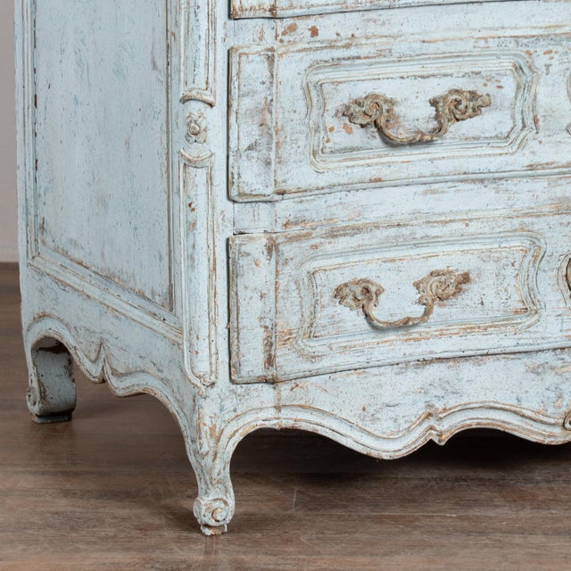 19th Century Swedish Rococo Three-Drawer Chest in Blue Painted Finish For Sale - Image 11 of 16