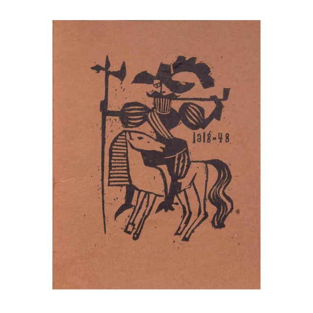 Charles Sterns, Smoking Cavalier in 1818, Woodcut Print, Early 20th Century For Sale