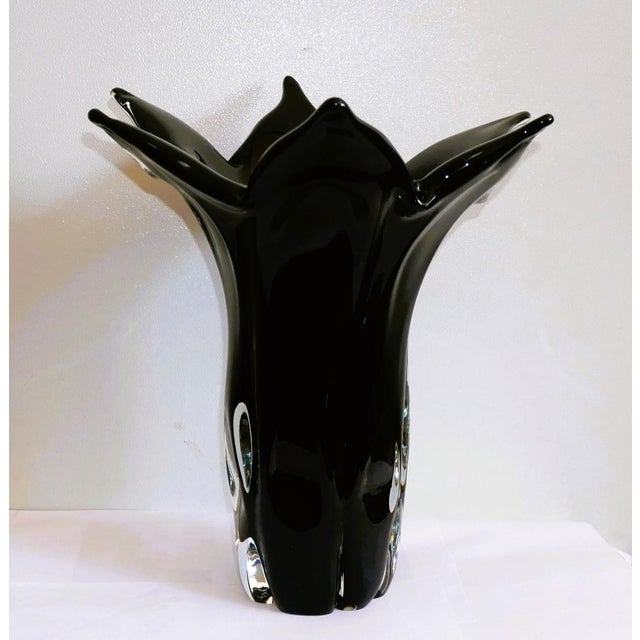 Vintage Black Murano Glass Handkerchief Vase, 1970s For Sale - Image 11 of 13