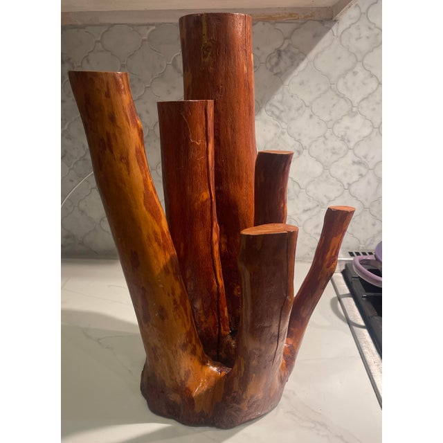 Organic Brutalist Sculptural Wood Object | Modern Architectural Accent Sculpture For Sale - Image 4 of 7