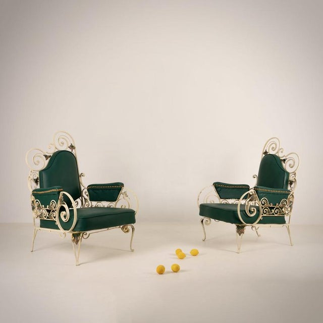 Vintage French Lounge Chairs from Maison Jansen, 1940, Set of 2 For Sale - Image 4 of 4