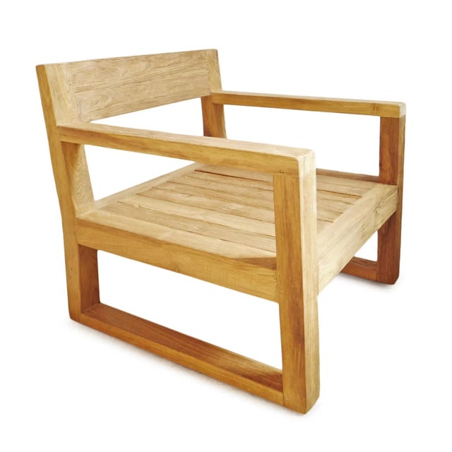 Outdoor Modern Teak Club Chair For Sale - Image 4 of 8