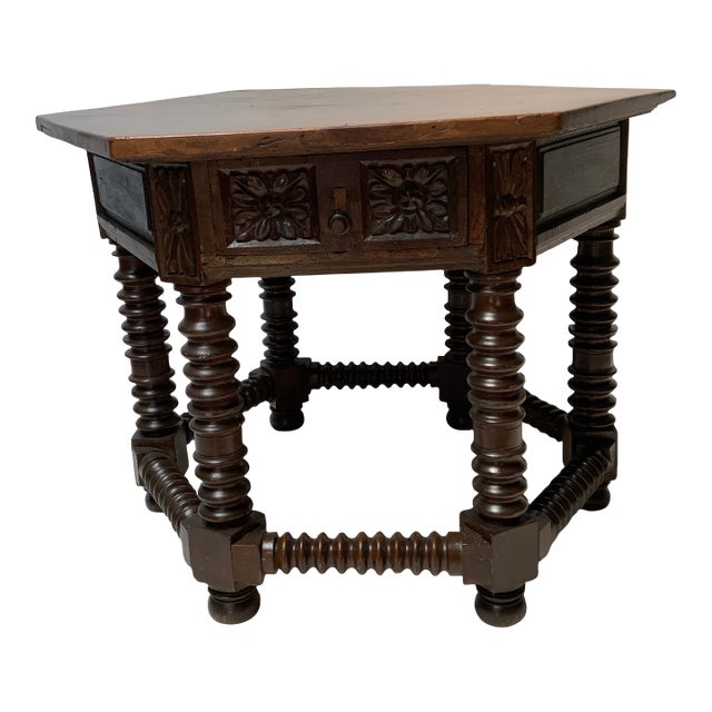 18th Century Hexagonal Walnut Tuscany Center Table For Sale