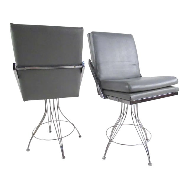 Modern Swivel Counter Stools - a Pair For Sale