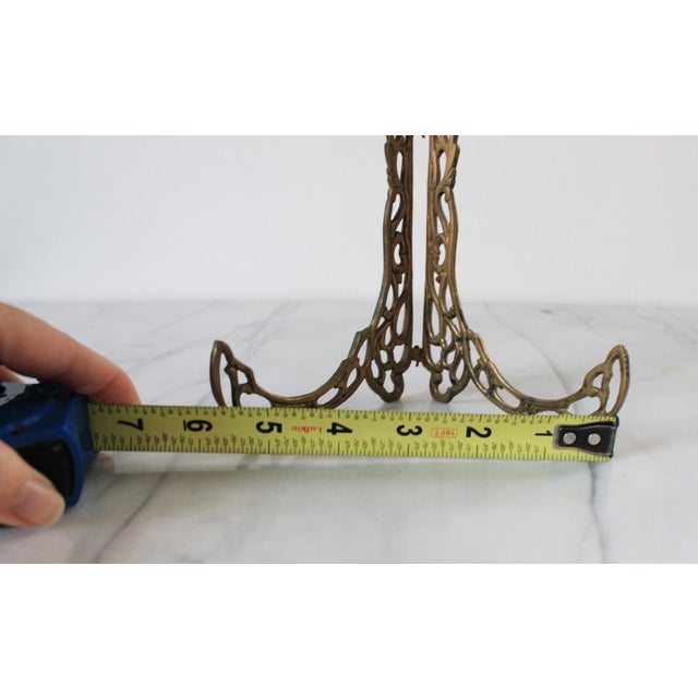 Vintage Brass Easel Filigree Tabletop Picture or Plate Holder For Sale - Image 9 of 9