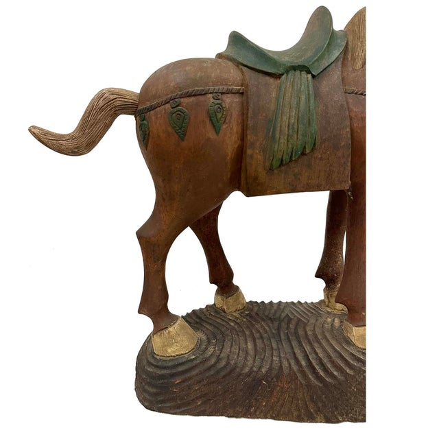 Chinese Early 20th-Century Hand-Crafted Chinese Wooden Tang Horse For Sale - Image 3 of 12