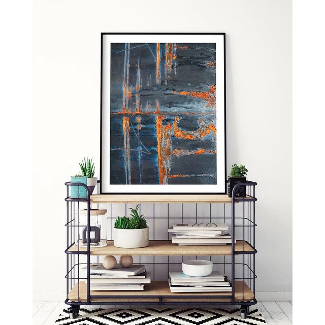 Navy Blue Contemporary Industrial Art Prints, Pair of Abstract Fine Art Photography Prints, Set of Two 30 X 45" Rust Artworks For Sale - Image 8 of 9