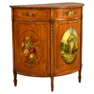 20th Century English Edwardian Hand Painted Satinwood Side Cabinet, 1900s