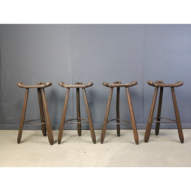 Brutalist Mid-Century Brutalist Bar Stools, 1960s, Set of 4 For Sale - Image 3 of 8