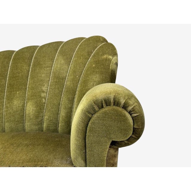 Swedish Modern, Sofa, Green Velvet, Elm, Sweden, 1940s For Sale In New York - Image 6 of 11