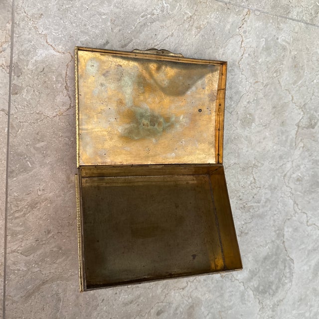 Late 20th Century Late 20th Century Gilt Etched Green Enamel Box For Sale - Image 5 of 6