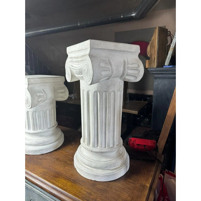 Modern White Ionic Column Pedestal – Greek Style Display Stand For Sale - Image 3 of 11