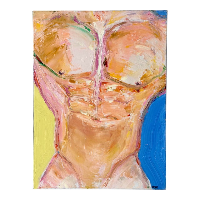 Christian Kozaki "Peach Beauty" Male Nude Torso Oil Painting For Sale