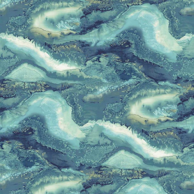 Harlequin Reflected Obsidian Wallpaper in Azurite - a Sample For Sale