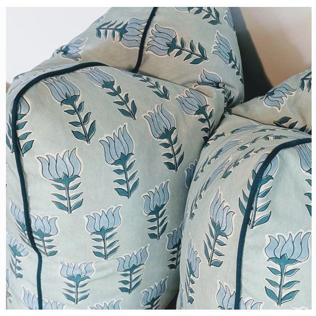 Not Yet Made - Made To Order Schumacher Blue & Aqua Pillow Bundle - Bukhara Ikat and Mia Tulip Pillows - Set of 4 For Sale - Image 5 of 11