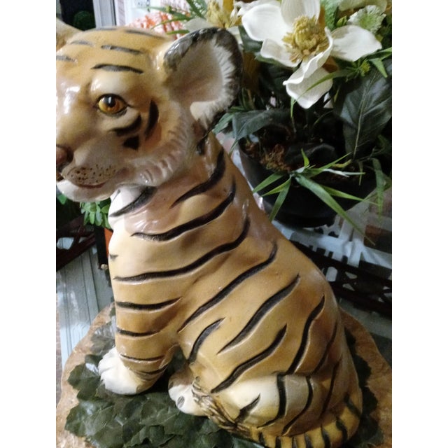Vintage Plaster Tiger Decorative Statue For Sale In West Palm - Image 6 of 8