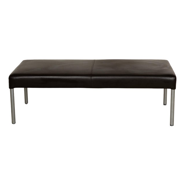 Living Platform Leather Stool in Dark Brown from Walter Knoll For Sale