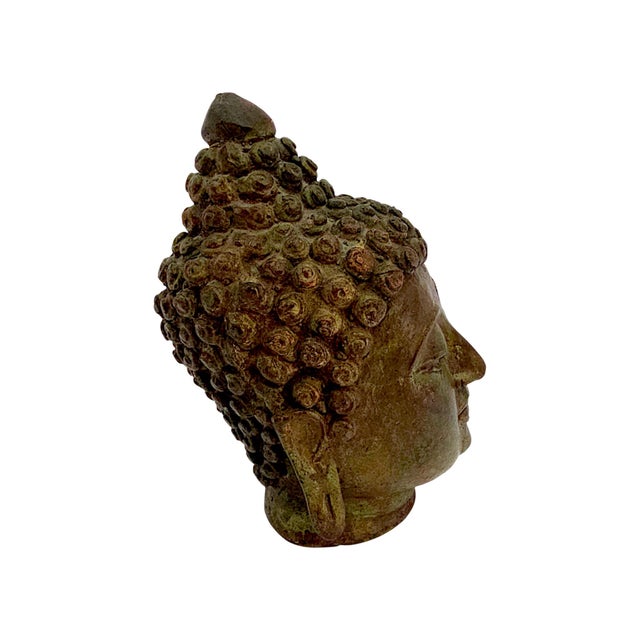 20th Century Thai Sukhothai-Style Patinated Bronze Buddha Head For Sale - Image 10 of 11