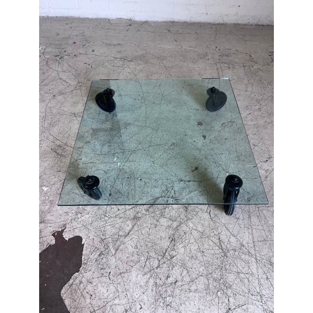 Metal Vintage Modern Rolling Glass Coffee Table by Gae Aulenti for Fontana Arte For Sale - Image 7 of 7
