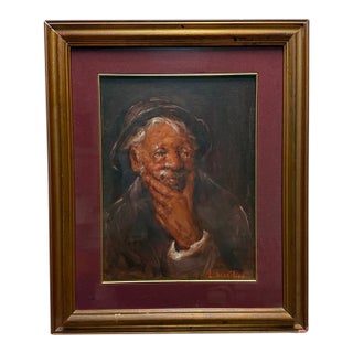 Mid-Century Modern Expressionist Oil Portrait Study by L. Schellino For Sale