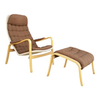 Vintage 1960's Bruno Mathsson for Dux "Ingrid" Chair & Ottoman For Sale