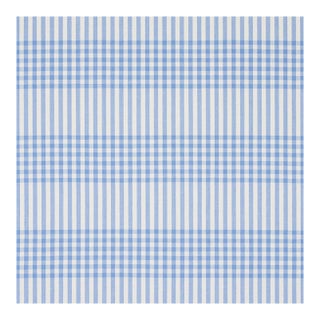 Schumacher Bergen Plaid Fabric in Sky For Sale