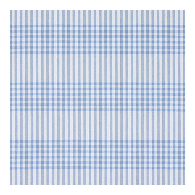 Schumacher Bergen Plaid Fabric in Sky For Sale