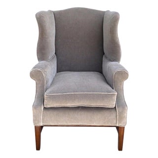 Antique 19c Georgian Wingback Mohair Arm Chair For Sale
