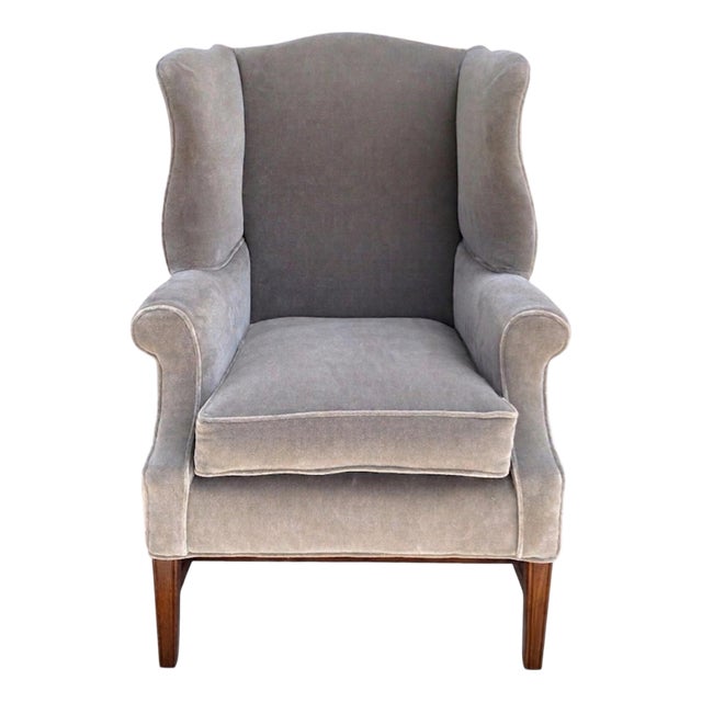 Antique 19c Georgian Wingback Mohair Arm Chair For Sale