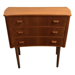 Danish Modern Curved Top Teak 3 Drawer Commode, 1960's For Sale