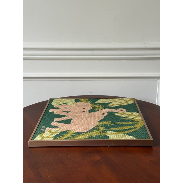 Green Framed Elephant Needlepoint For Sale - Image 8 of 9