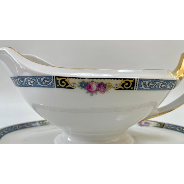 Vintage Gilt Art Deco Style Bavarian Porcelain Gravy Boat For Sale - Image 4 of 8