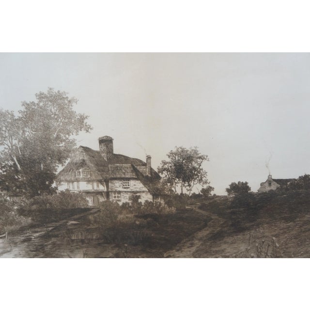 Antique Ernest C Rost Country Lake House Cottage Canoe Landscape Etching 39" For Sale - Image 11 of 12