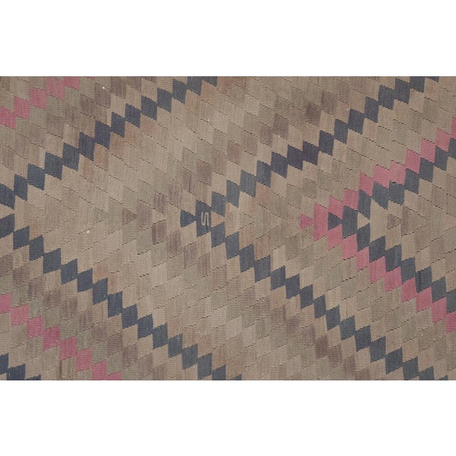 Turkish Faded Geometric Kilim Rug 4'11'' X 11'6'' For Sale - Image 10 of 12