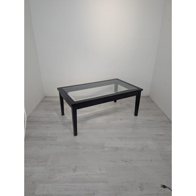 Vintage Modern Classic Rectangular Coffee Table in Wood and Beveled Glass, 1970 For Sale - Image 4 of 15