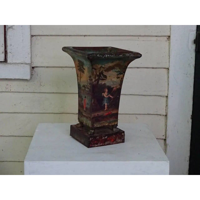 Italian Tole Peinte Beaker-Form Jardinieres - a Pair For Sale - Image 3 of 9