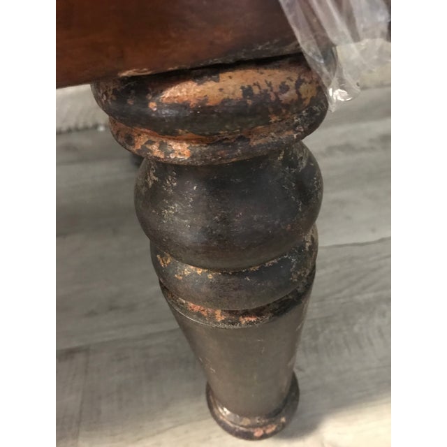 1950s 1950s Continental Carved Wood Bench with Turned Legs & Upholstered Seat in Designer Fabric For Sale - Image 5 of 10