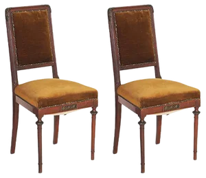 Set of 19th Century Art Nouveau Walnut & Velvet Side Chairs