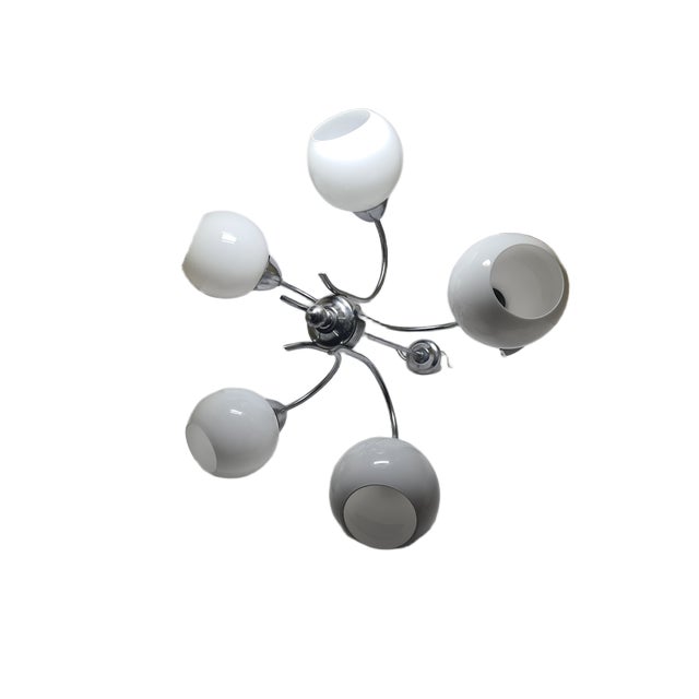 Metal Art Deco Style Chandelier, Poland, 1970s For Sale - Image 7 of 9