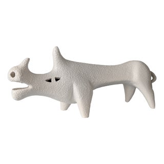 Roberto Rigon, White Rhinoceros, 1970s, Ceramic For Sale