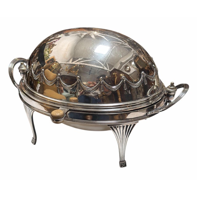 Antique Mappin & Webb Regency Silver Rotating Dome Breakfast Entre Dish.