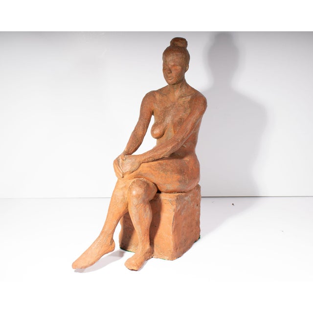 1965 Terra Cotta Sculpture of a Female Figure by C. Yager For Sale In Indianapolis - Image 6 of 10