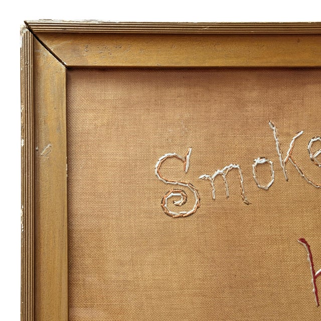 'Smoke Here, Not Hereafter, ' a 19th Century English Embroidered Textile For Sale - Image 11 of 11