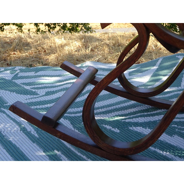 Vintage Rocking Chair in Wood and Rattan, 1980s For Sale - Image 4 of 18