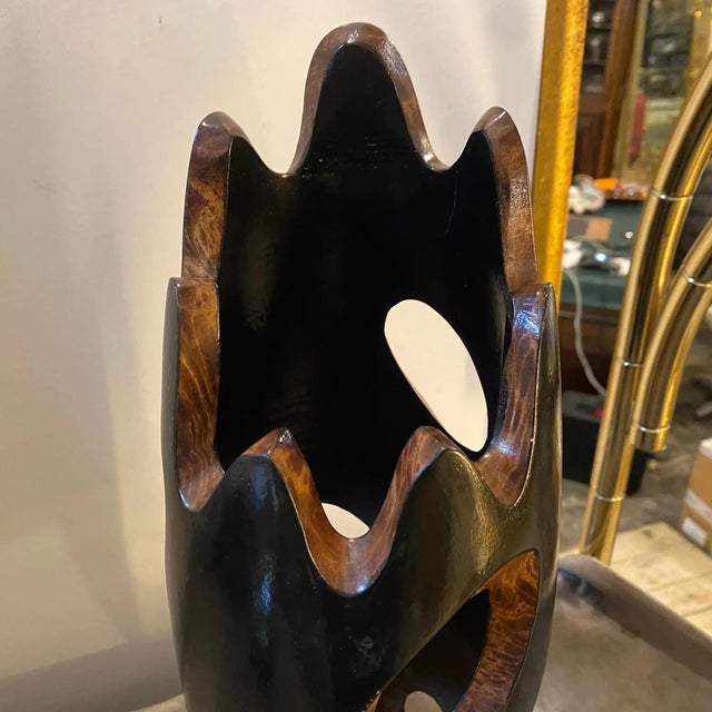 Wood A 1980s Vintage Organic Modern Hand Carved Wood Sculptural Vase For Sale - Image 7 of 11